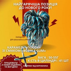 Посох від виробника «Жуйка» льодяник новорічний вага 50-55г/довжина 24-27 см (тубус 41 шт)