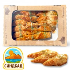 Пахлава «Синдбад» з горіхами ящик 950 грам | Пахлава з медом, волоськими горіхами, арахісом, зверху фісташка